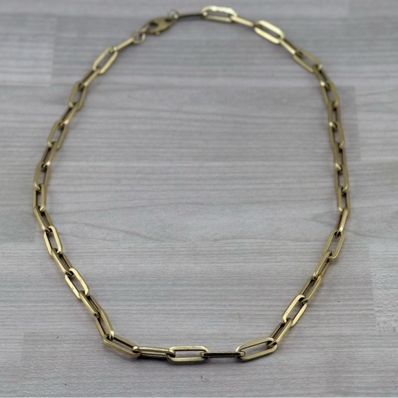 14k Solid Yellow Gold Classic Paperclip Necklace 12.7g - Picture 1 of 5